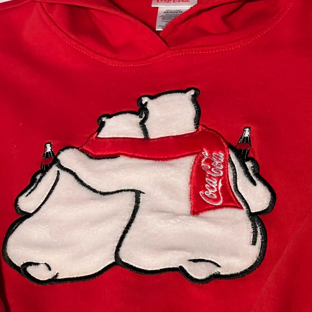 Coca-Cola Polar Bear Cropped Red Hoodie Size XS - Picture 6 of 11